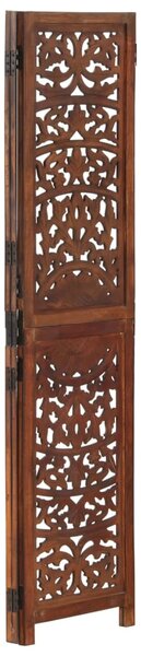 Hand carved 3-Panel Room Divider Brown 120x165 cm Solid Mango Wood