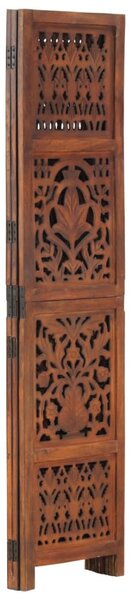 Hand Carved 3-Panel Room Divider Brown 120x165 cm Solid Mango Wood