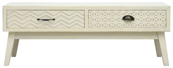 Coffee Table with 2 Drawers Carving Grey 110x50x40 cm Wood