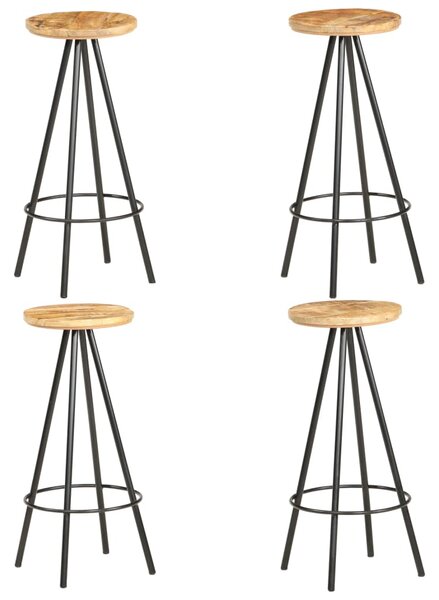 Bar Stools 4 pcs Rough Mango Wood