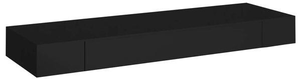 Floating Wall Shelf with Drawer Black 80x25x8 cm