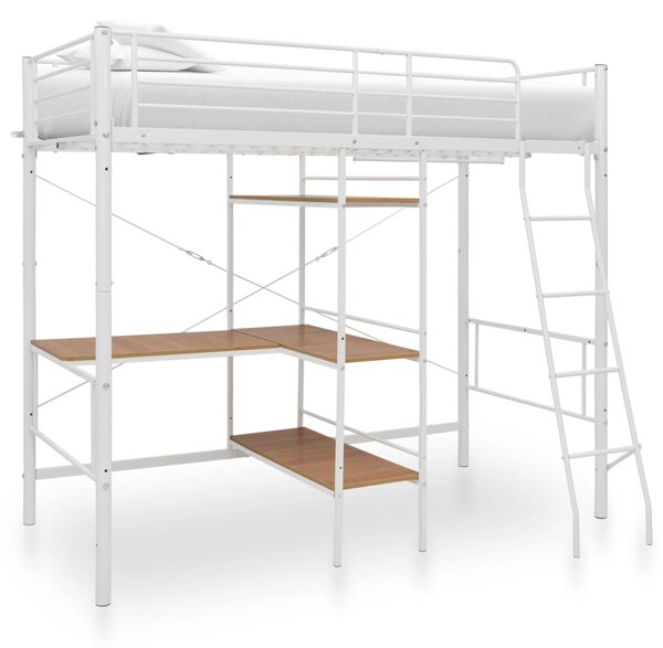 Bunk Bed with Table without Mattress White Metal 90x200 cm