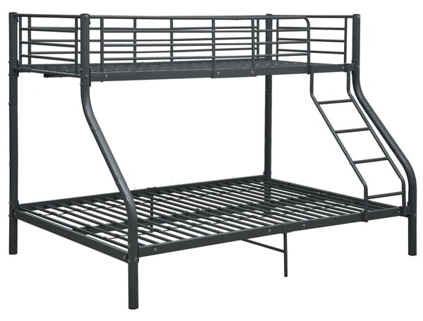 Bunk Bed Frame without Mattress Black Metal 140x200 cm/90x200 cm