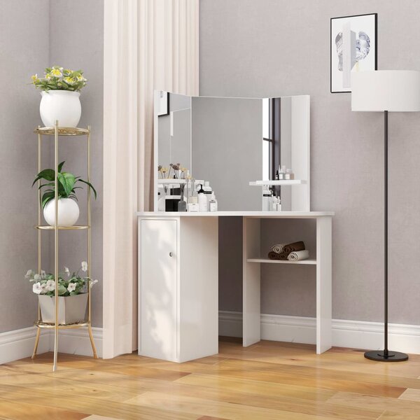 Corner Dressing Table Cosmetic Table Make-up Table White