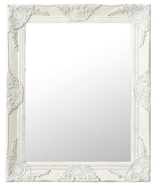 Wall Mirror Baroque Style 50x60 cm White