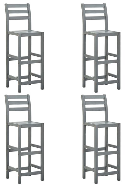 Bar Stools 4 pcs Grey Solid Acacia Wood