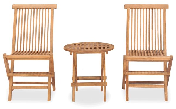 3 Piece Folding Outdoor Dining Set Solid Teak Wood