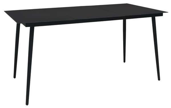 Garden Dining Table Black 190x90x74 cm Steel and Glass