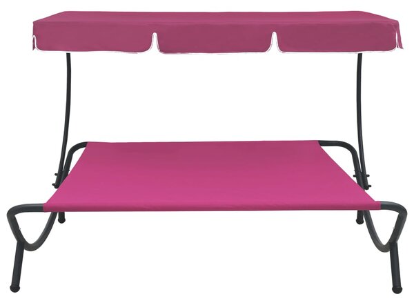 Outdoor Lounge Bed with Canopy Pink