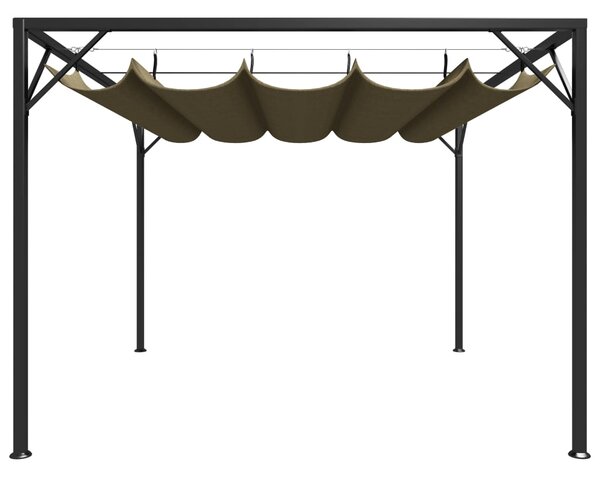 Garden Gazebo with Retractable Roof 3x3 m Taupe 180 g/m²