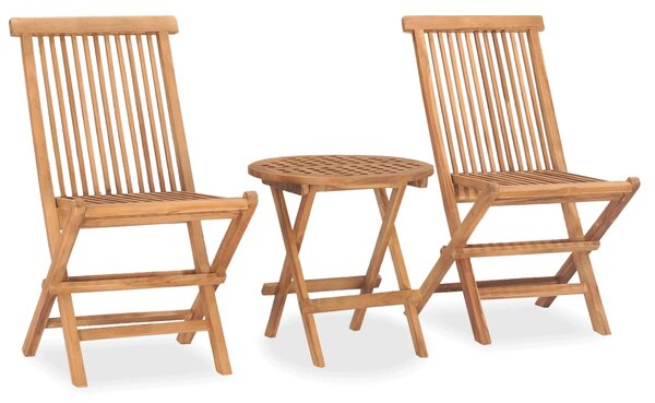 3 Piece Folding Outdoor Dining Set Solid Teak Wood