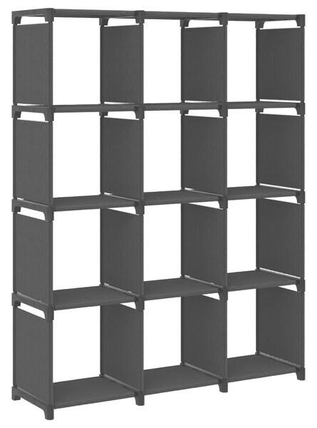 12-Cube Display Shelf Black 103x30x141 cm Fabric