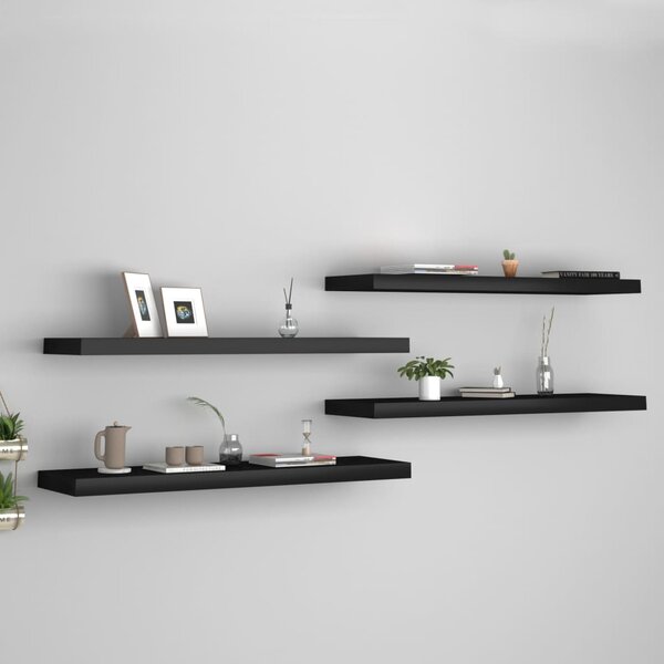 Floating Wall Shelves 4 pcs Black 90x23.5x3.8 cm MDF