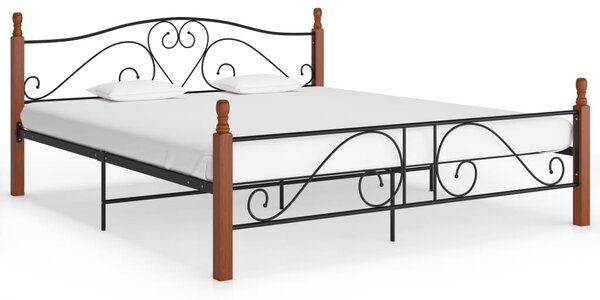 Bed Frame without Mattress Black Metal 180x200 cm Super King