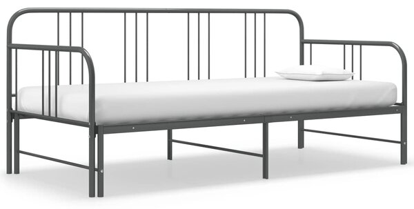 Pull-out Sofa Bed Frame without Mattress Grey Metal 90x200 cm