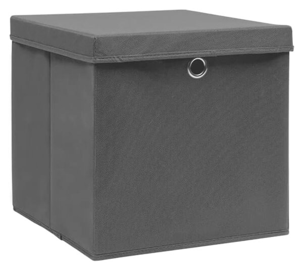 Storage Boxes with Covers 4 pcs 28x28x28 cm Black