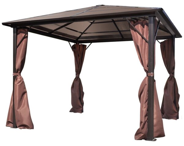 Gazebo with Curtain Brown Aluminium 300 x 300 cm