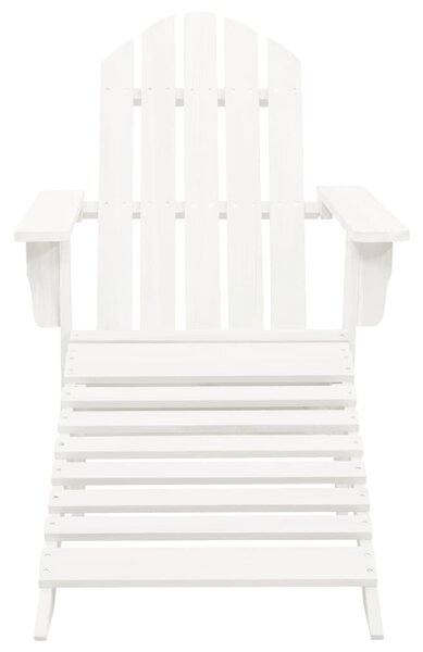 Garden Chair with Ottoman Wood White