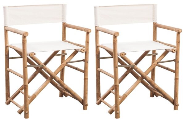 Folding Director's Chair 2 pcs Bamboo and Canvas