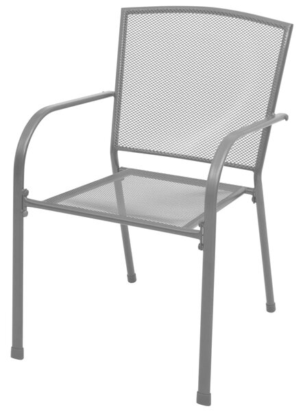 Stackable Garden Chairs 2 pcs Steel Grey