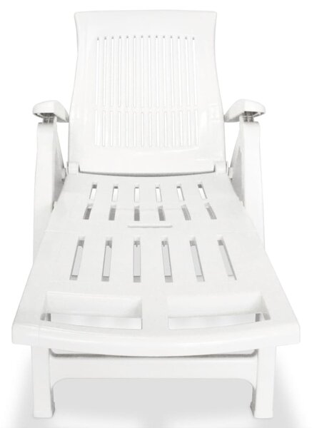 Sun Lounger with Footrest Plastic White