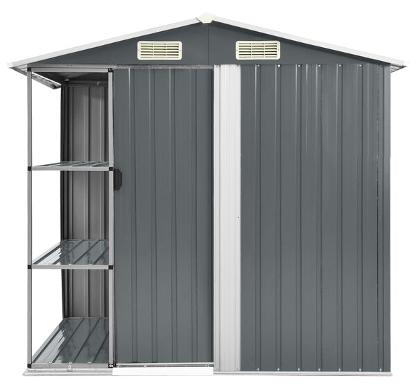 Garden Shed with Rack Grey 205x130x183 cm Iron