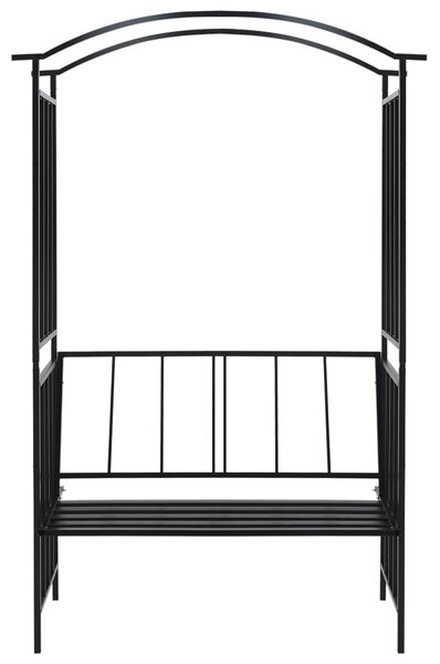 Garden Arch with Bench Black 128x50x207 cm Iron