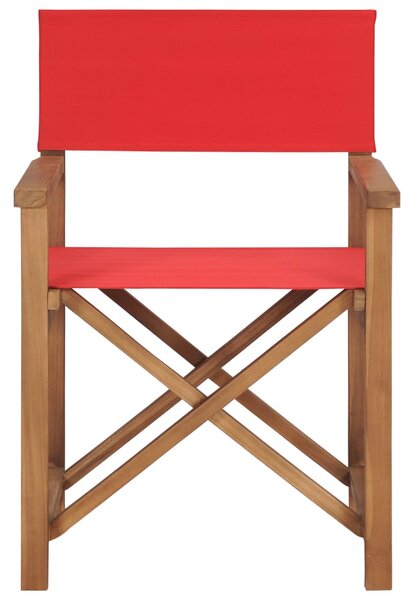 Director's Chair Solid Teak Wood Red