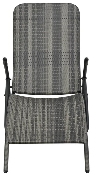 Folding Sun Lounger Poly Rattan Grey