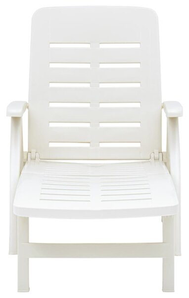 Folding Sun Lounger Plastic White