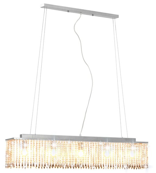 Ceiling Lamp with Crystal Beads Silver 104 cm E14