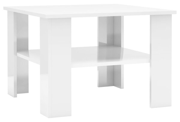 Coffee Table High Gloss White 60x60x42 cm Engineered Wood