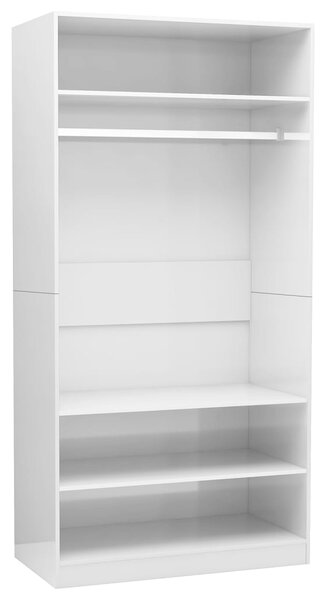 Wardrobe High Gloss White 100x50x200 cm Engineered Wood