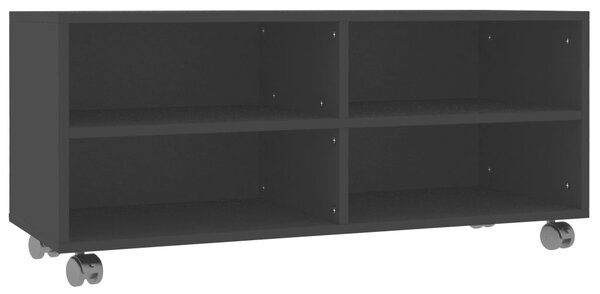 TV Cabinet with Castors Black 90x35x35 cm Engineered Wood