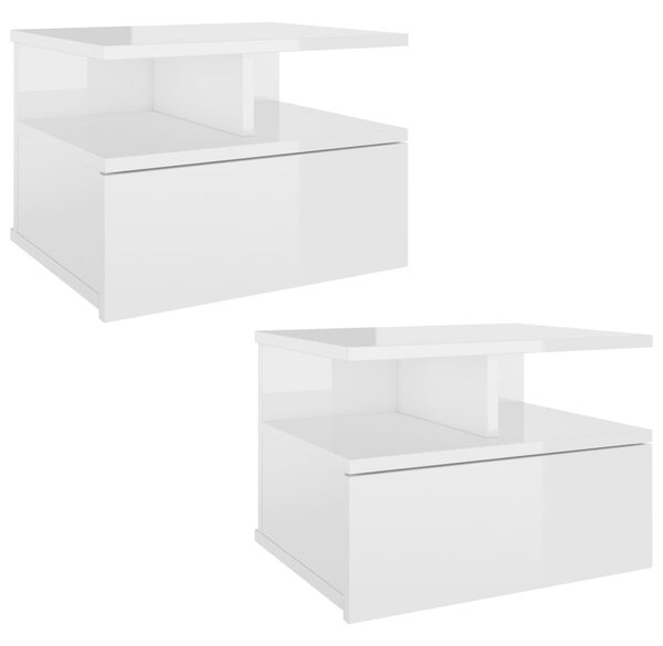 Floating Nightstands 2 pcs High Gloss White 40x31x27 cm Engineered Wood