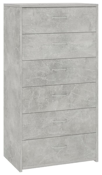 Sideboard with 6 Drawers Concrete Grey 50x34x96 cm Engineered Wood