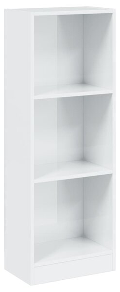 3-Tier Book Cabinet High Gloss White 40x24x109 cm Engineered Wood