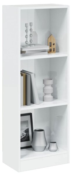 3-Tier Book Cabinet High Gloss White 40x24x109 cm Engineered Wood