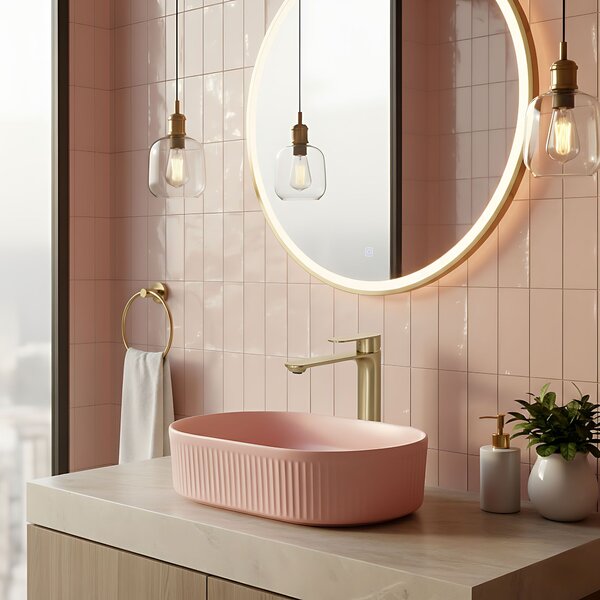 Bathroom faucet Rea Drop Brush Gold High