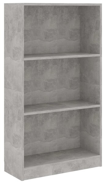 3-Tier Book Cabinet Concrete Grey 60x24x109 cm Engineered Wood