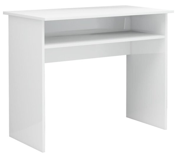 Desk High Gloss White 90x50x74 cm Engineered Wood