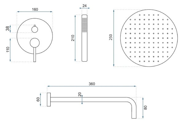 Shower system Rea Lungo Titan + BOX