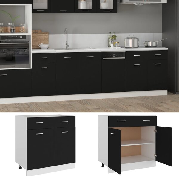 Drawer Bottom Cabinet Black 80x46x81.5 cm Engineered Wood