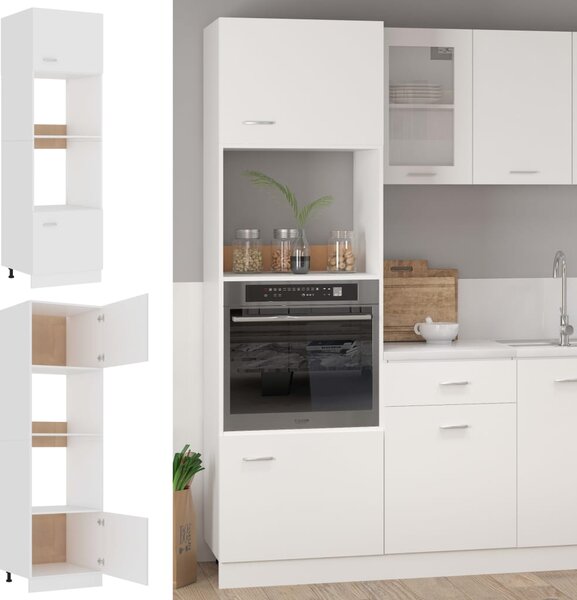 Microwave Cabinet White 60x57x207 cm Engineered Wood