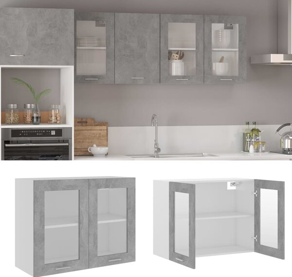 Hanging Glass Cabinet Concrete Grey 80x31x60 cm Engineered Wood