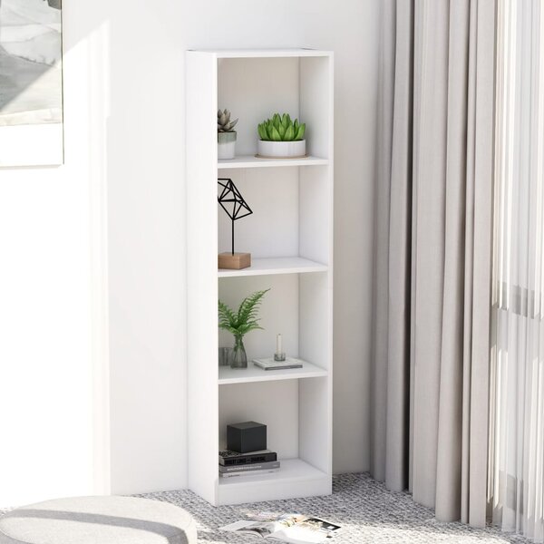 4-Tier Book Cabinet White 40x24x142 cm Engineered Wood