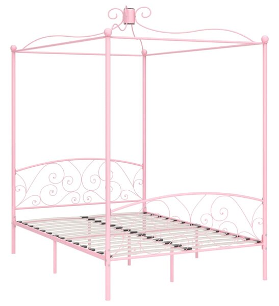 284488 Canopy Bed Frame without Mattress Pink Metal 120x200 cm