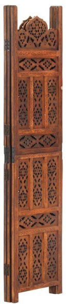 Hand carved 3-Panel Room Divider Brown 120x165 cm Solid Mango Wood