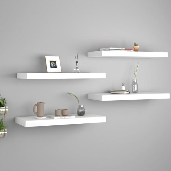 Floating Wall Shelves 4 pcs White 60x23.5x3.8 cm MDF