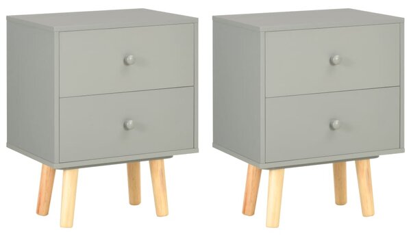 Bedside Cabinets 2 pcs Grey 40x30x50 cm Solid Pinewood